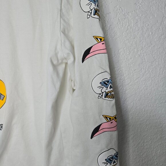 RVCA Ron Jon Shirt Men's Large Luke Pink Flamingo Skull Logo Surfer - Picture 6 of 10